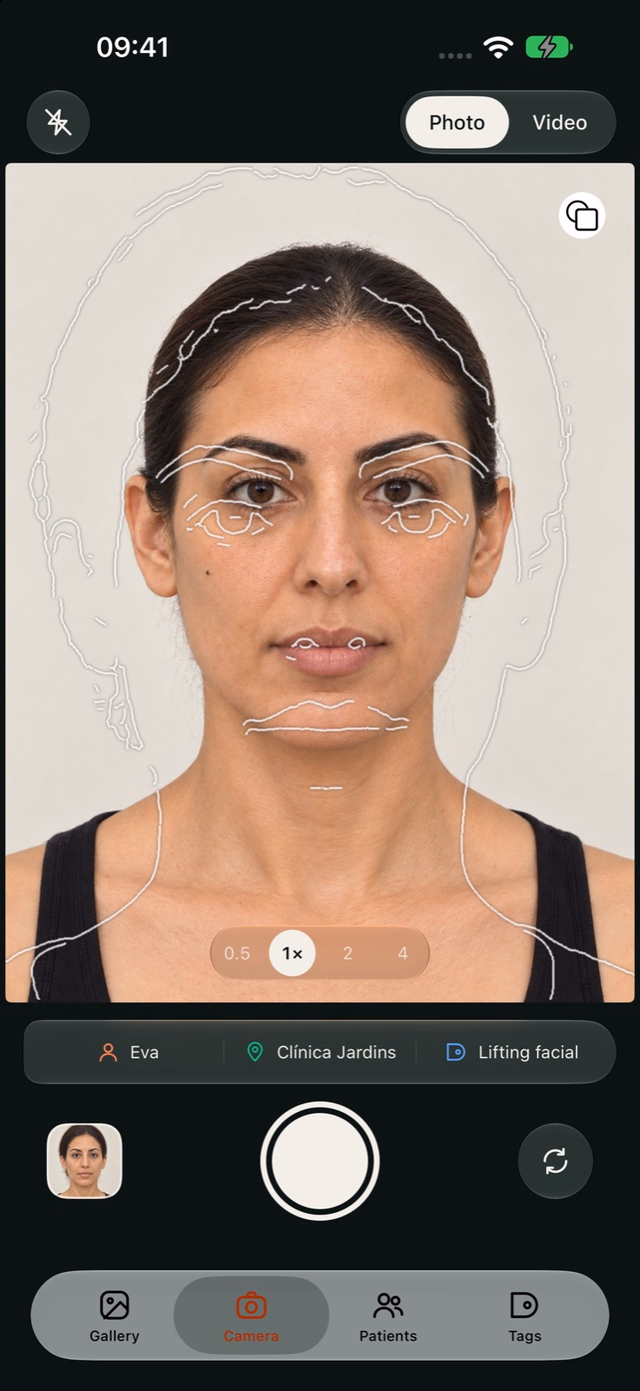 DrPhoto camera showing the outline of a previous photo of Eva.