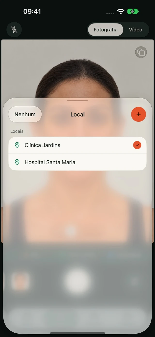 Seleção do local de consulta na DrPhoto, com a Clínica Jardins marcada