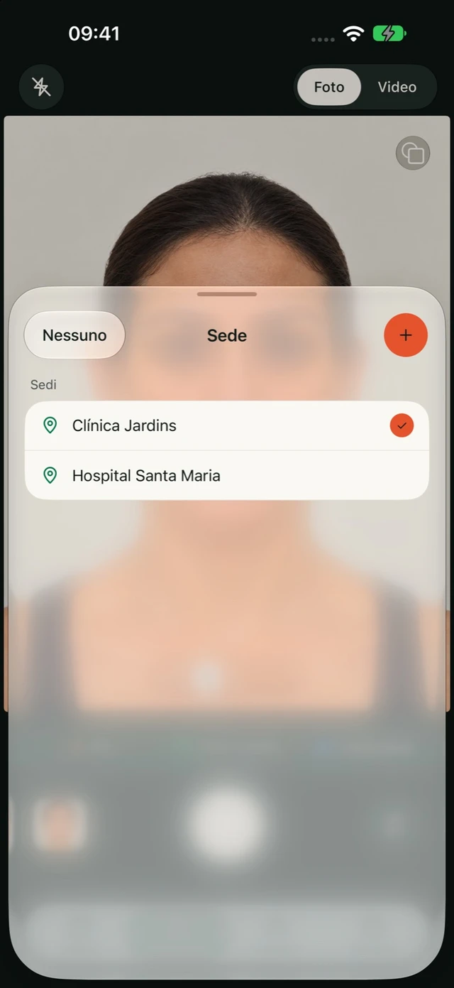 Selezione della sede in DrPhoto con Clínica Jardins selezionata