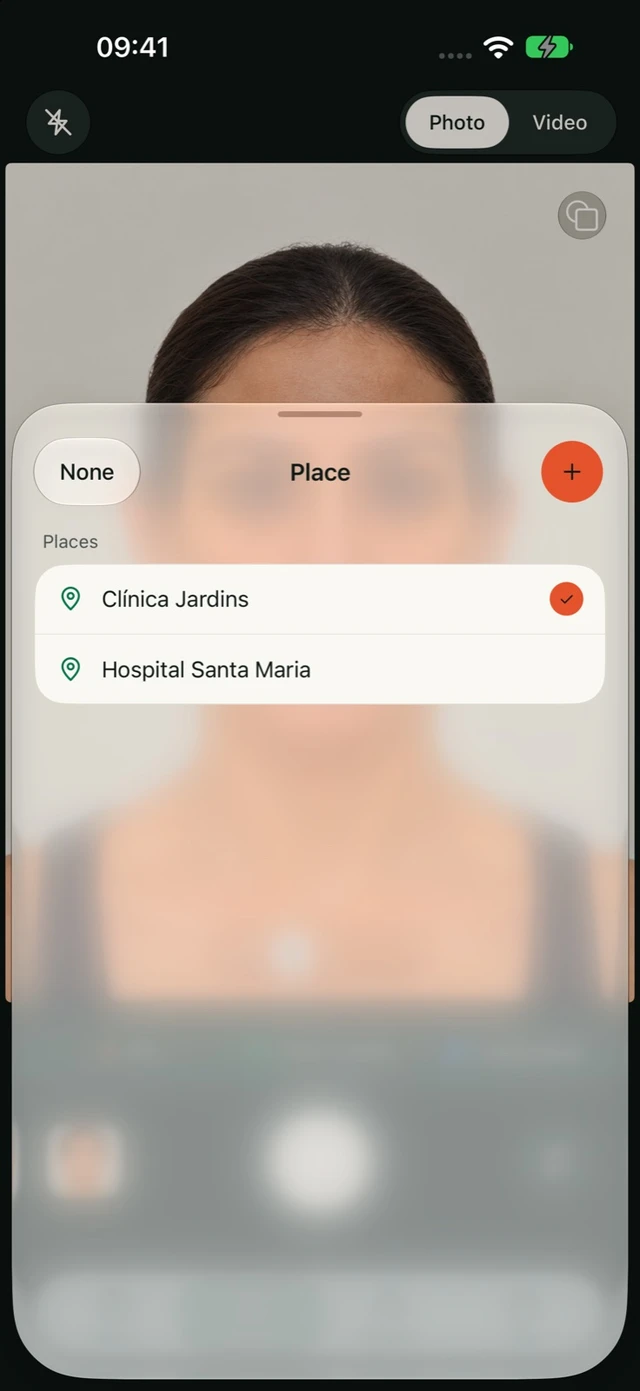 Location selection in DrPhoto with Clínica Jardins selected